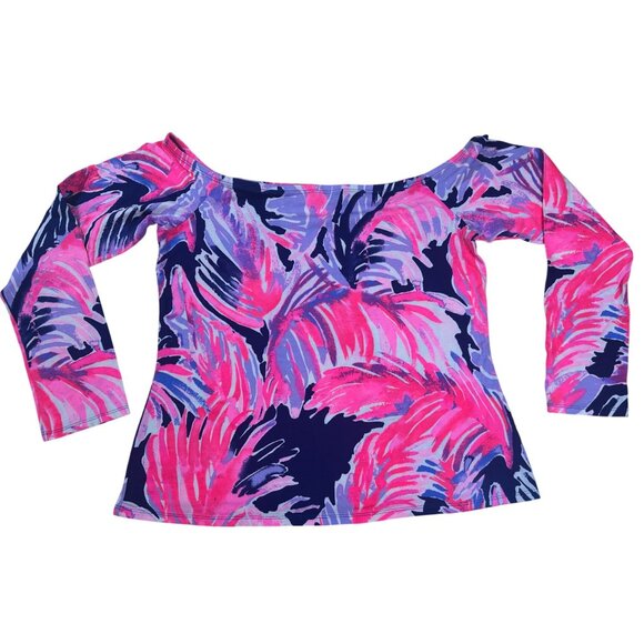 NWOT Lilly Pulitzer Audelia Off Shoulder Long Sleeve Top Multicolor Print Size L - Picture 6 of 6